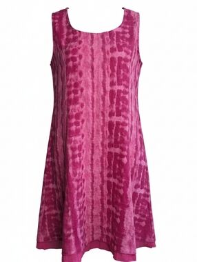 Allegra Masetti Firenze Pink Linen Tie-Dye Dress Small